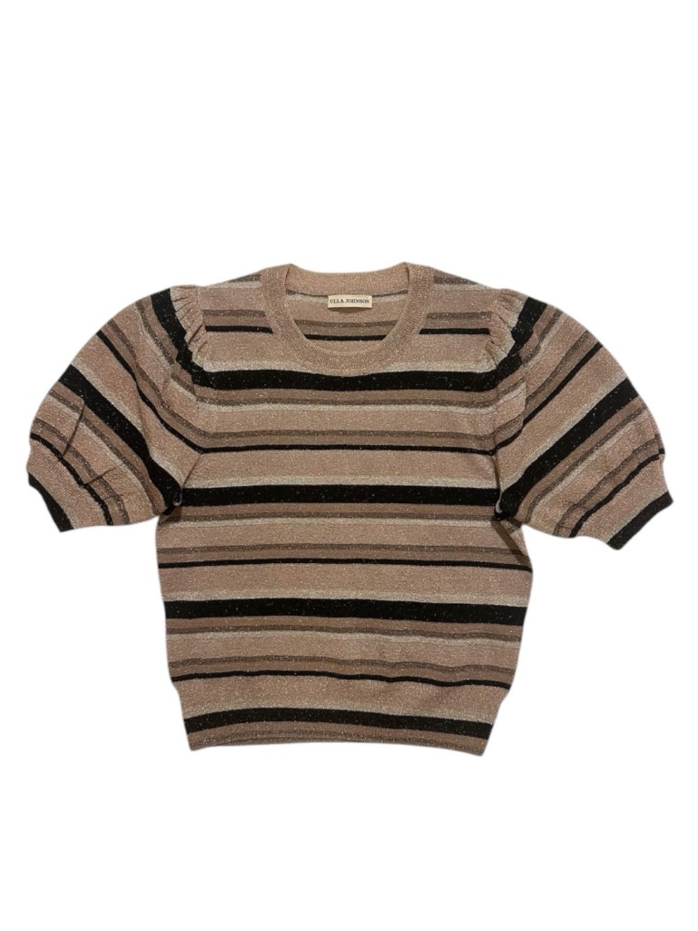 Ulla Johnson Albi Metallic Short Sleeve - Pink/Brown/Gold Small